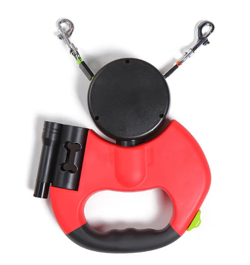 Correa Retráctil Doble con Linterna