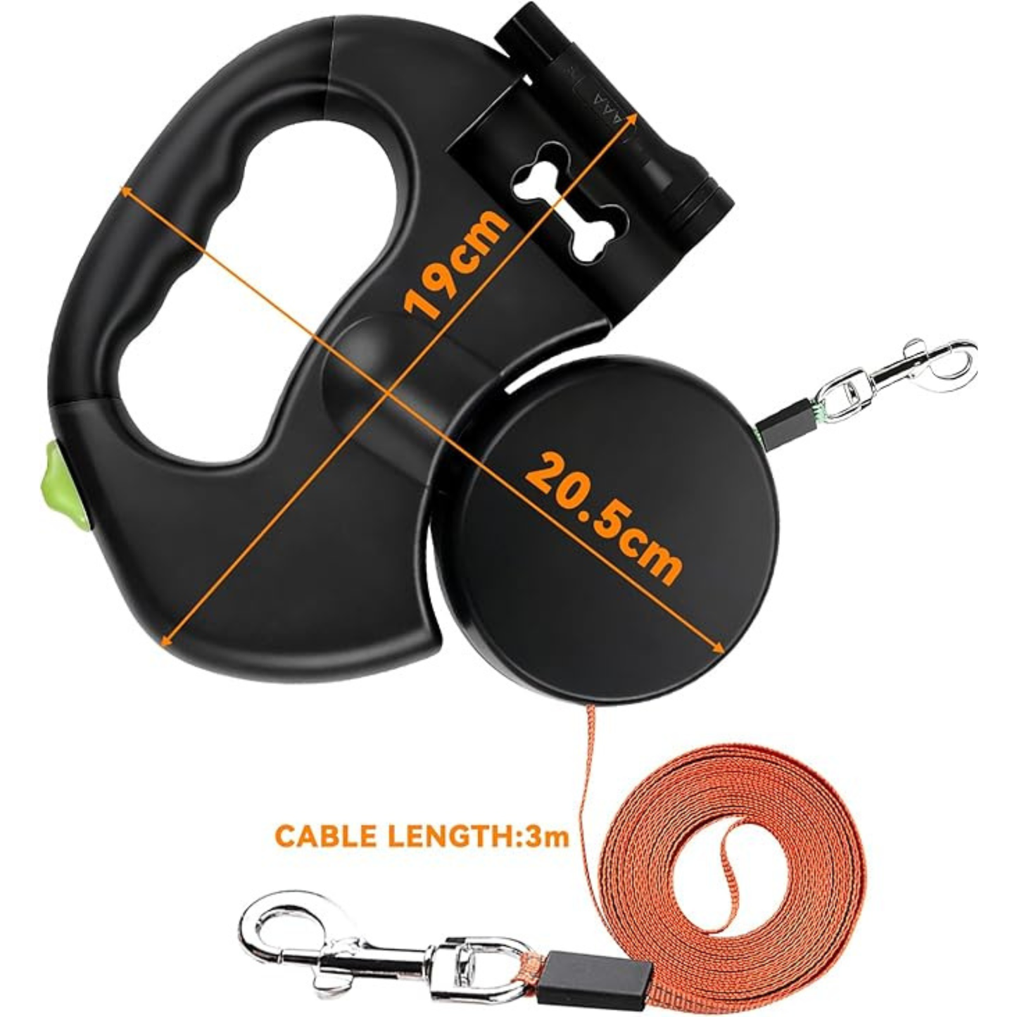 Correa Retráctil Doble con Linterna