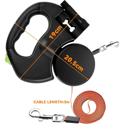 Correa Retráctil Doble con Linterna